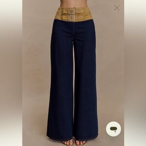 Meshki Navy Wide Leg Jeans